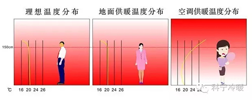 地暖空调温度分布对比图